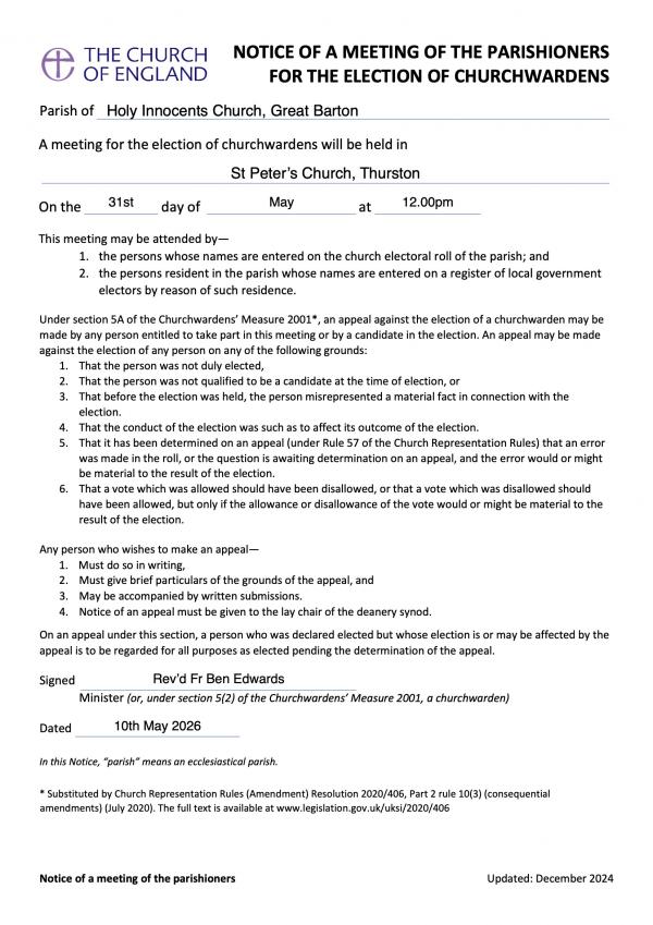 Notice of a meeting of the parishioners HI copy2